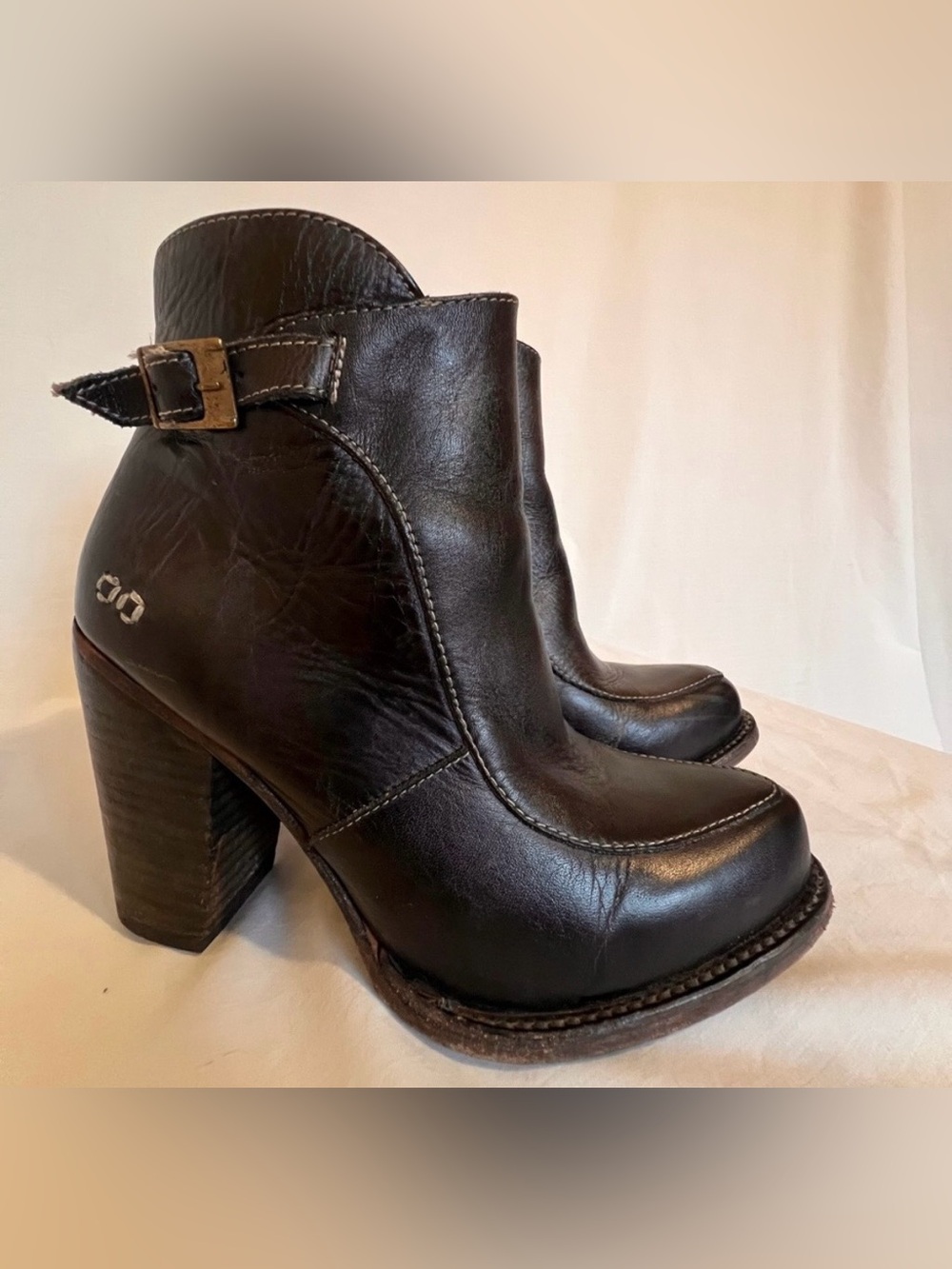 Bed Stu Women's Western Leather Ankle Boot with Chunky Heel
